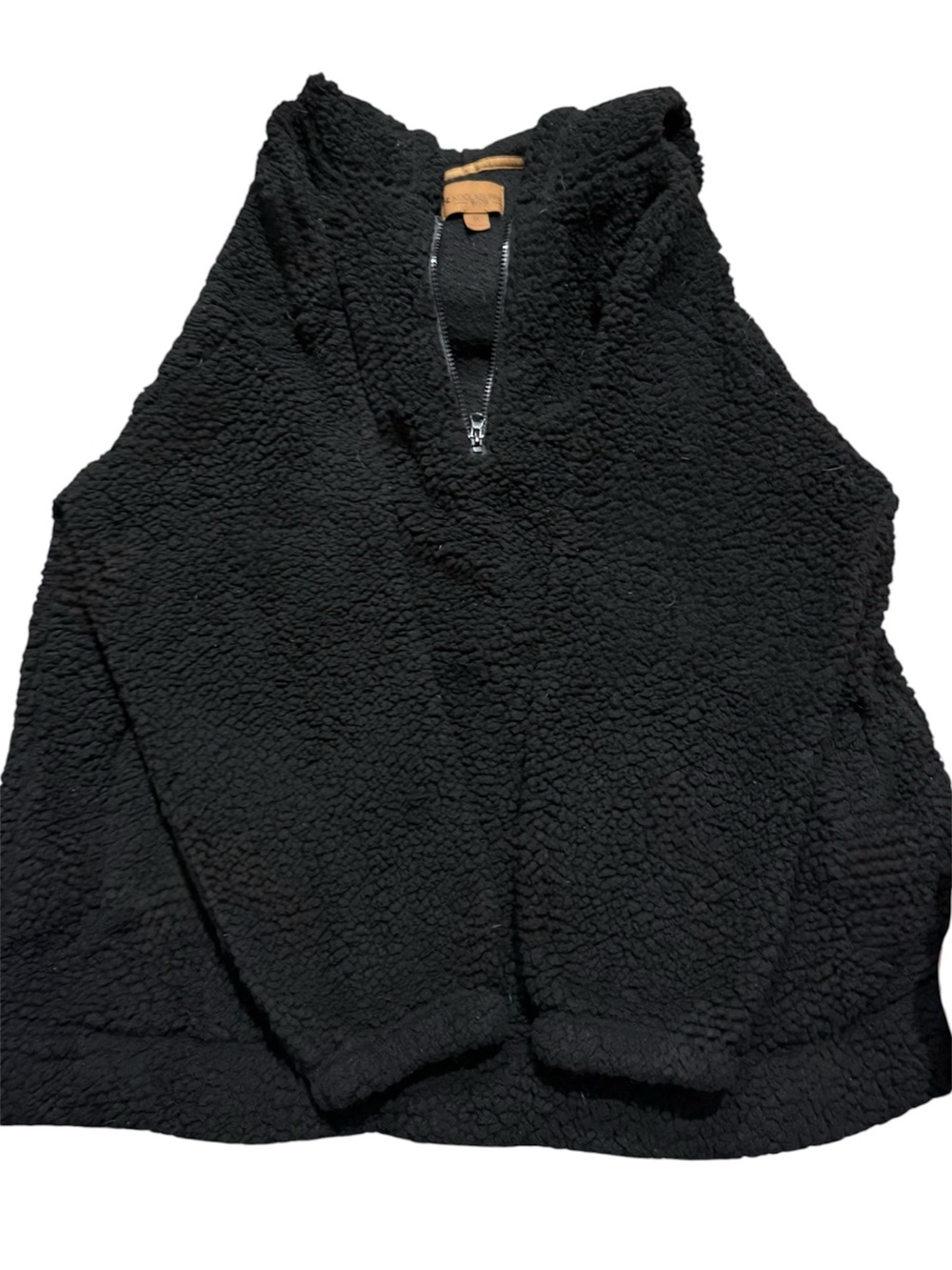 Koolaburra by UGG Teddy Fleece Pullover Hoodie Black 1X Sherpa Quarter Zip